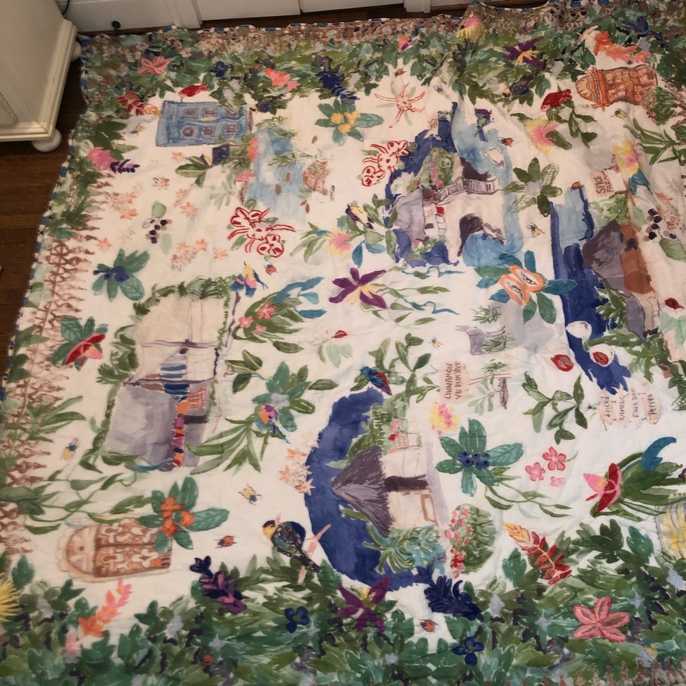 Anthropologie Reversible King Quilt Rainforest